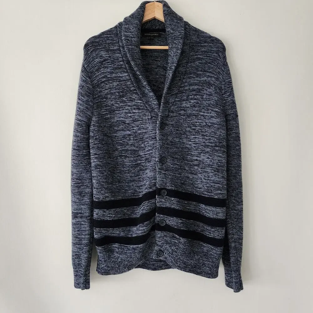Banana Republic outlet blue cardigan stripes mens size M